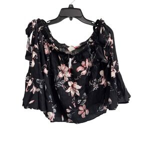 Panhandle Floral Print Off Shoulder‎ Blouse Top Ladies Size Large